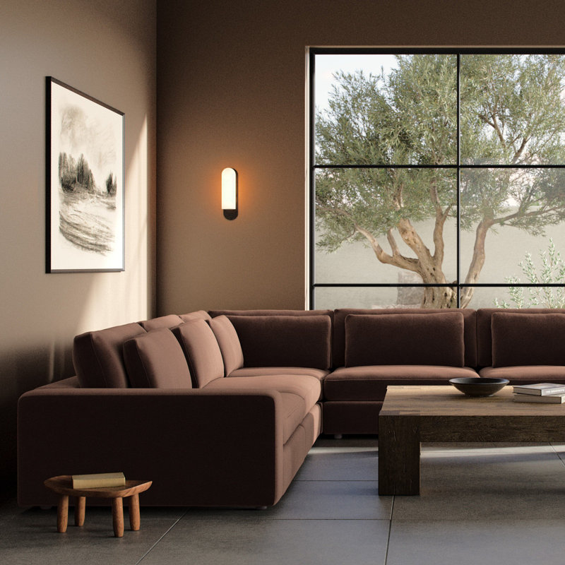 Canapé modulaire 5 pièces Bloor, Mélange de coton et de cacao Surrey, H 31,5 po x l 132 po x P 132 po, Symmetrical