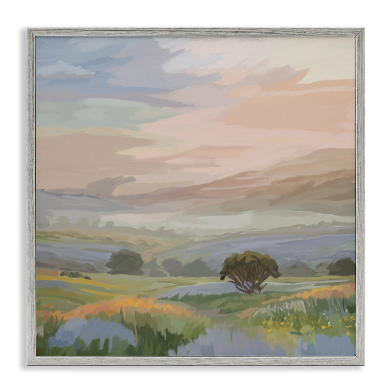 Chaleureux lever de soleil sur les montagnes de Californie, estampe numérique, conception par Amelia Noyes, H 24 po x l 24 po