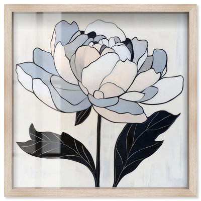 «Gray Scale Flower I Shadowbox Print Elegant Floral Decor» par Art Remedy