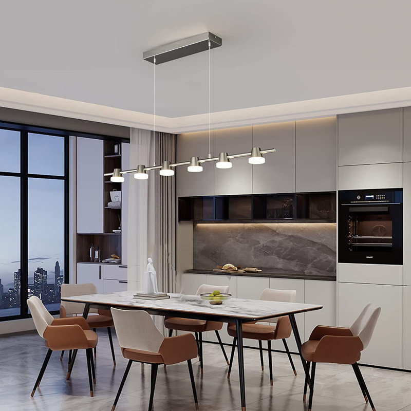 Luminaire suspendu linéaire à 6 lumières pour îlot de cuisine Charlestine