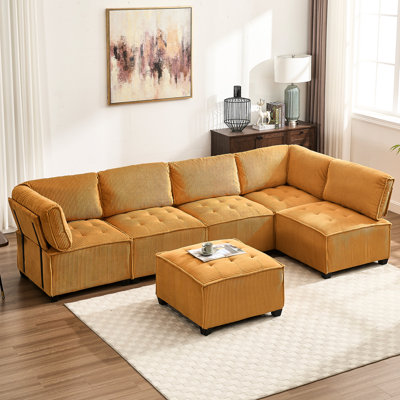 Canapé modulaire de luxe, 6 pièces pour le salon, tissu d'ameublement moelleux et canapé en U réconfortant, soutien structurel solide
