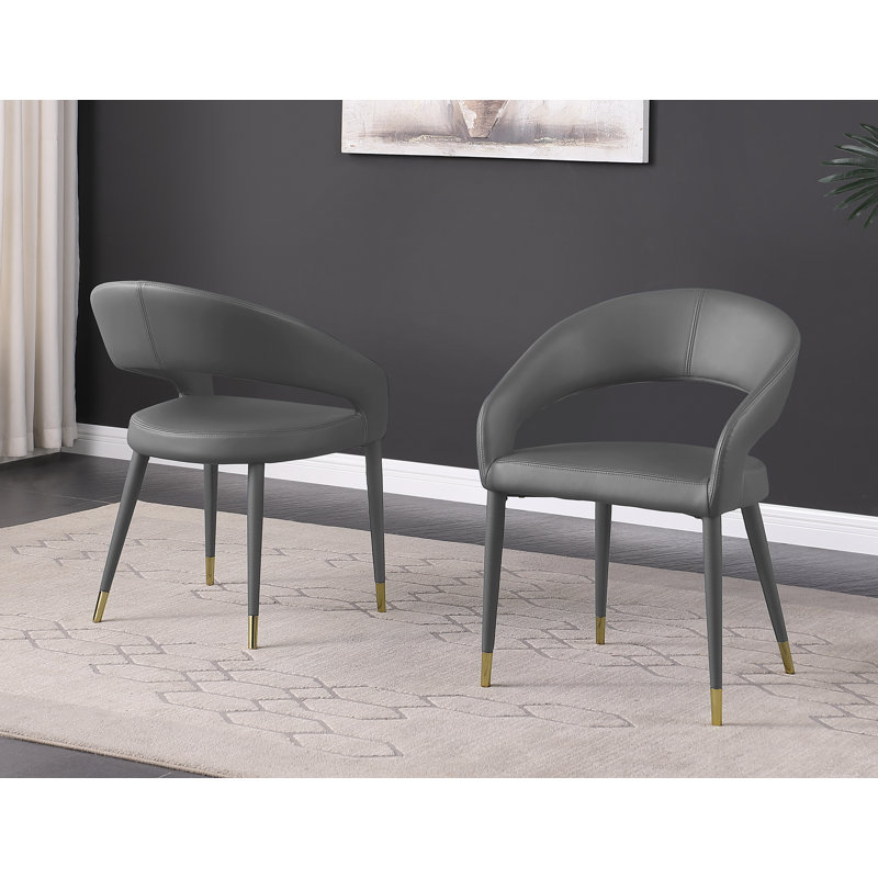 Crowson 19'' H Faux Leather Upholstered Armchair, Gray