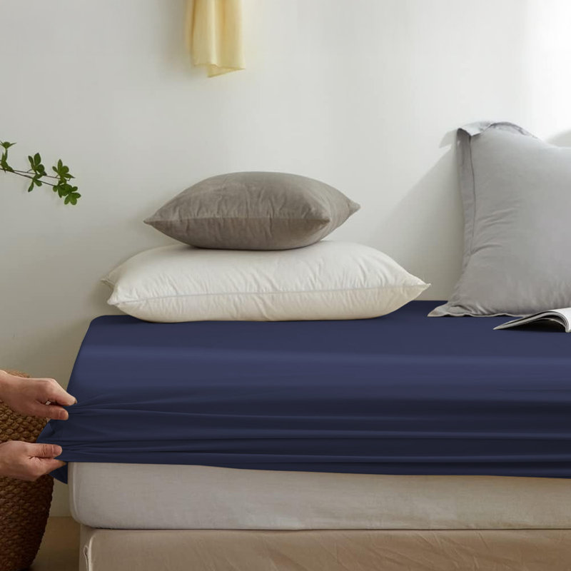 Super Soft Microfiber Deep Pocket Fitted Sheet, Double (4'6), Navy
