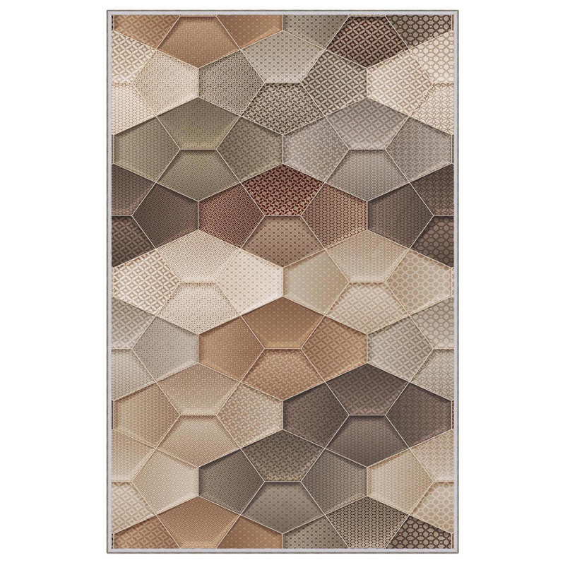 Tapis rectangulaire en polyester tissé à la machine 2 pi 7 po x 4 pi 11 po Ovilla