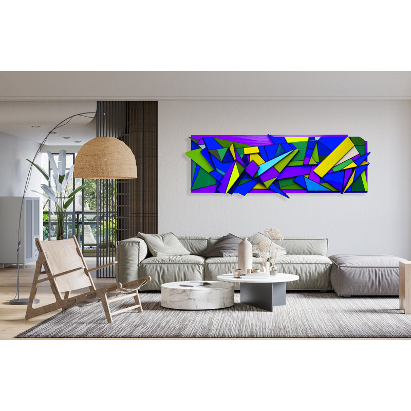 Reproduction d'art acrylique imprimée, États-Unis, géométrique, art mural, H 24 po x l 63 po x P 1,25 po