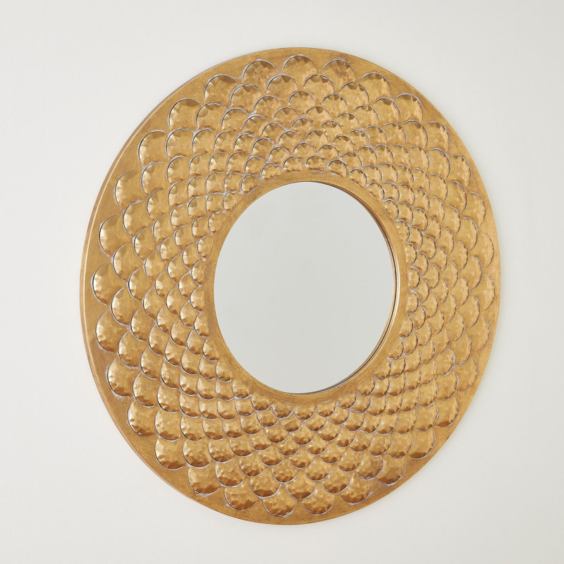Fish Scale Free Form Iron Mirror, 32" x 32"