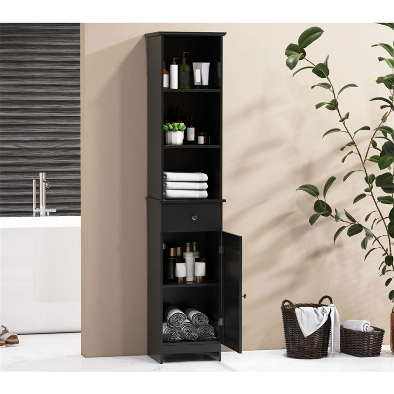 Aadhith Freestanding Linen Cabinet, Black