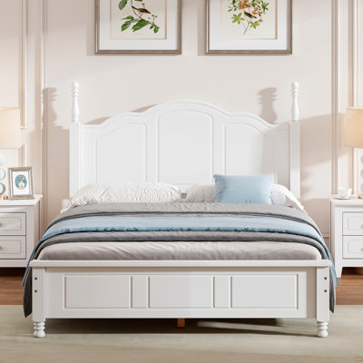 Wood Platform Bed Frame,Retro Style Platform Bed with Wooden Slat Support
