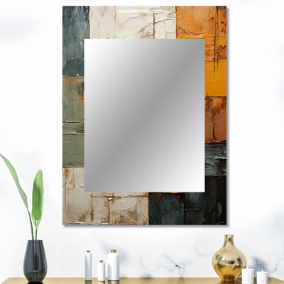 «Hardedge Art Earthy Euphony I - Hard Edge, peinture unique, miroir mural moderne, impression sur métal