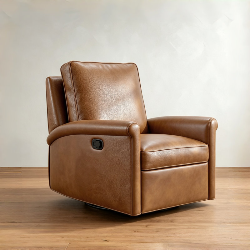 Fauteuil inclinable et pivotant 32,3 po en cuir fleur