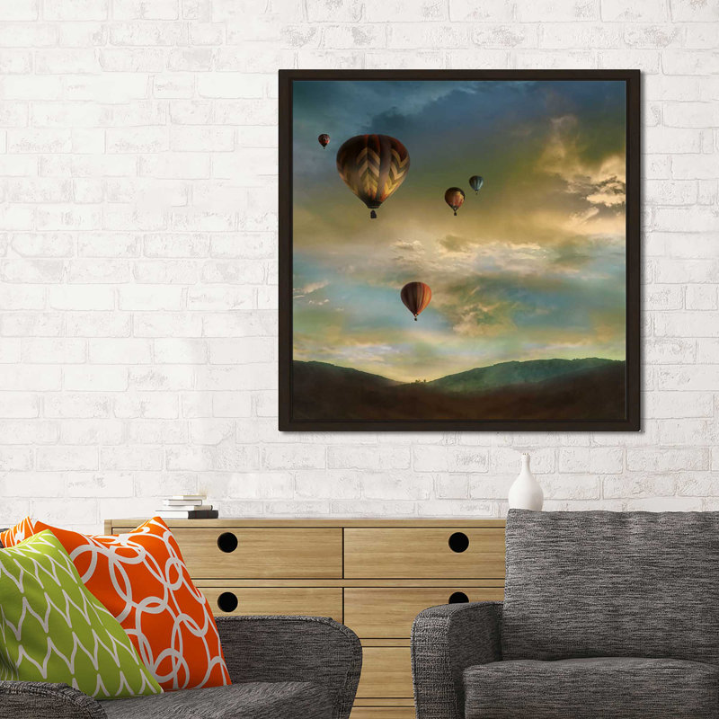 «Sunset Rendezvous», reproduction de photo, H 39,5 po x l 63,5 po x P 2 po, Cadre flottant espresso