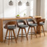 Humphery Modern Swivel Linen Counter Stools (Set Of 4)