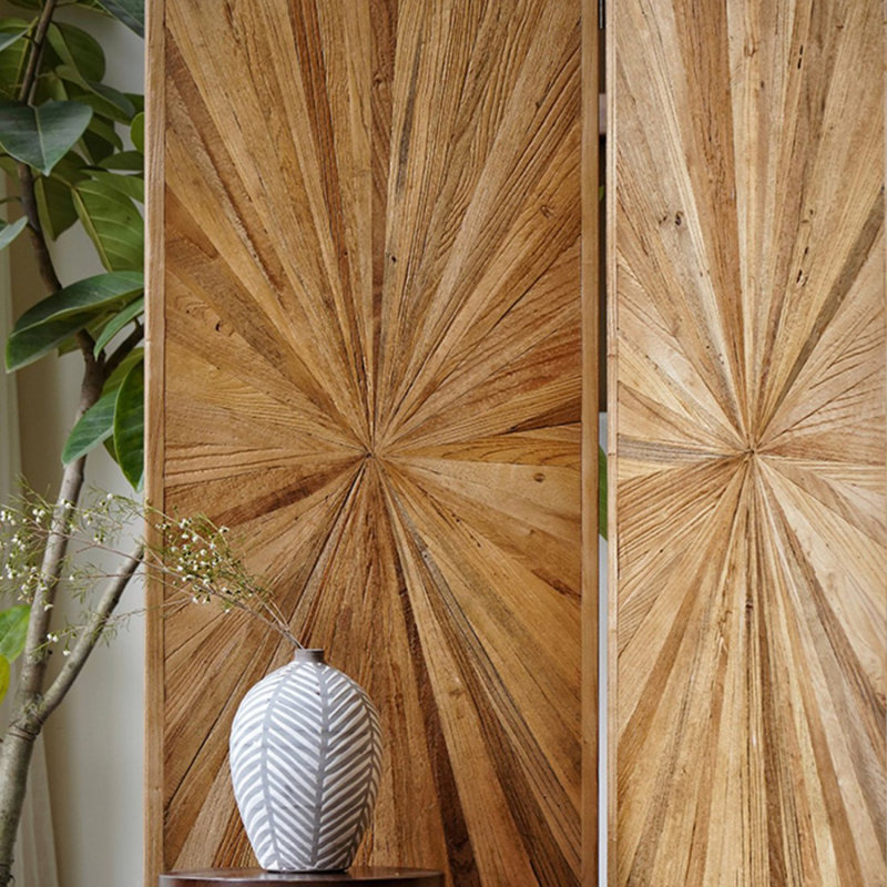 Paravent 3 panneaux en bois massif brun, H 62,99 po x l 59,06 po x P 1,97 po