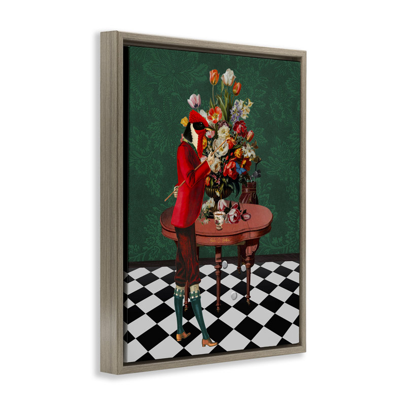 Art mural sur toile flottante de style classique avec personne et fleurs, design par Erika C. Brothers, H 21 po x l 17 po