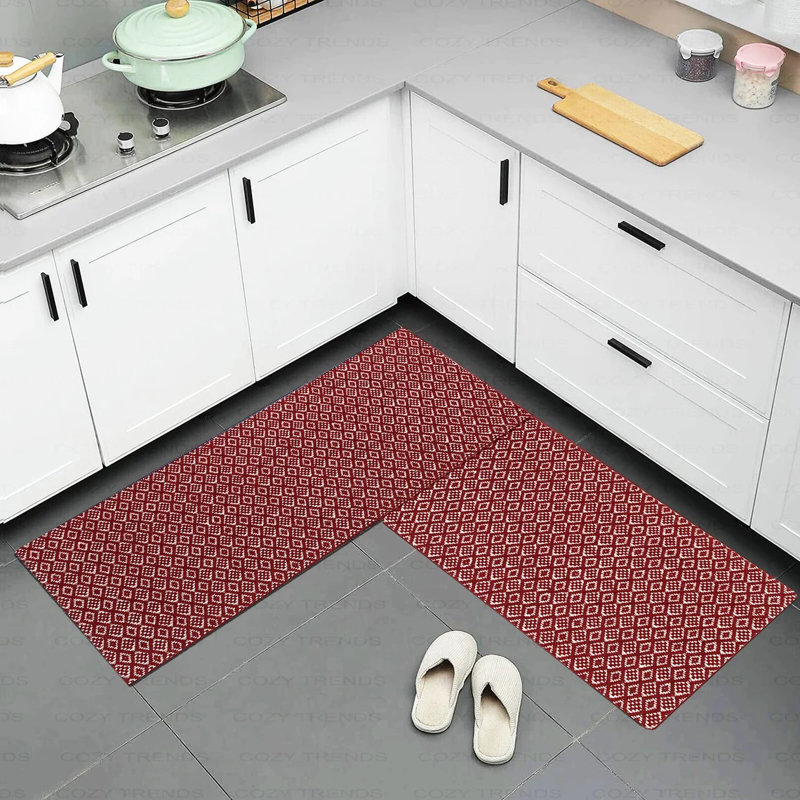 Ensemble de tapis anti-fatigue 2 pièces Jevyn, Rouge