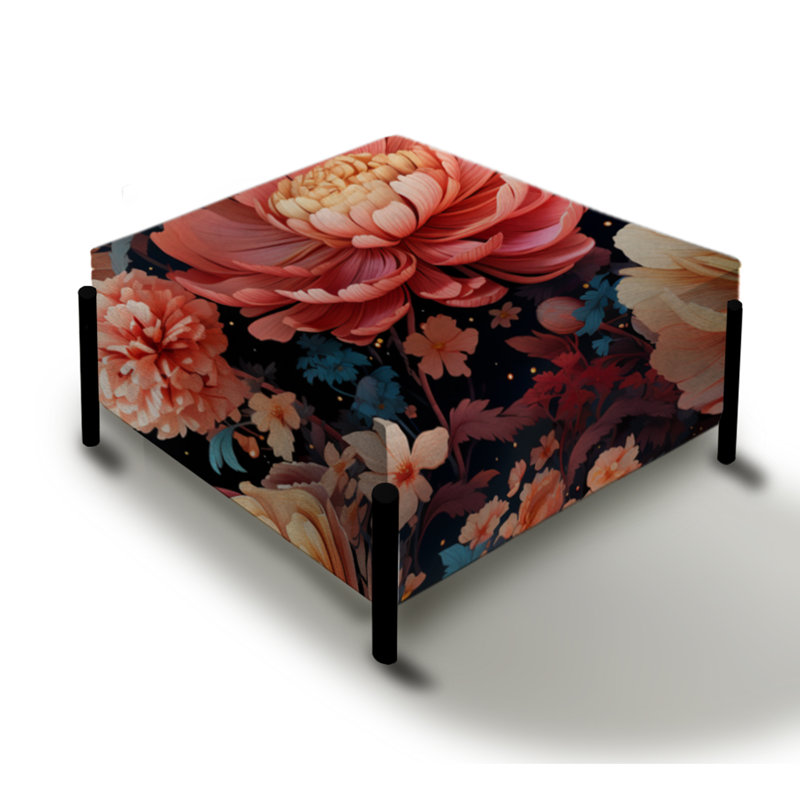 Grand repose-pieds carré Peach Farmhouse Flowers Serenity