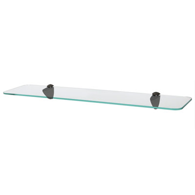 Harbour Housewares - Rounded Floating Glass Shelf with Metallic Brackets