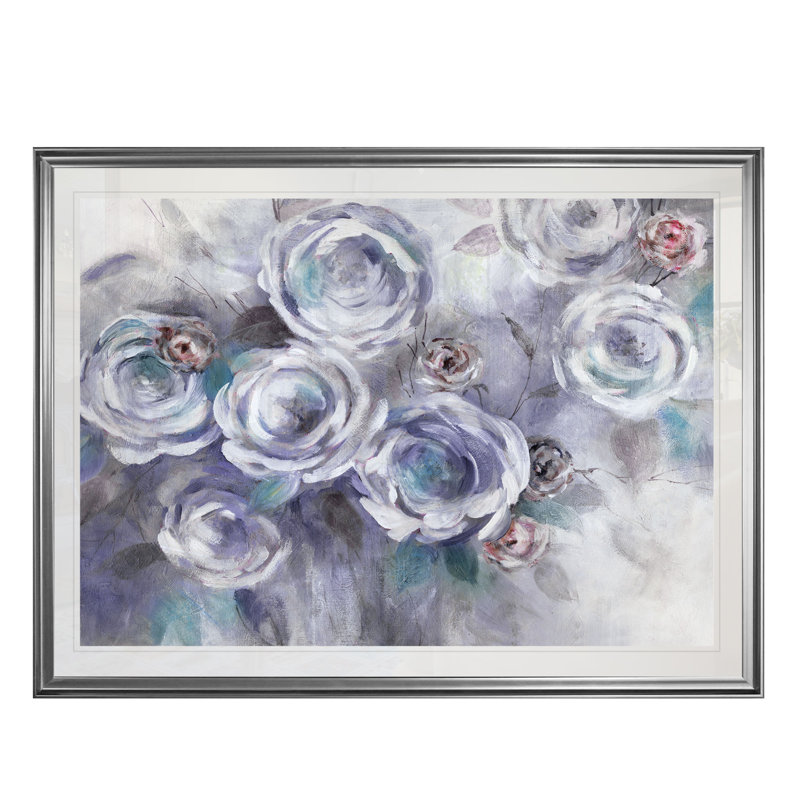 «Iced Flowers», reproduction, H 20 po x l 24 po x P 1,5 po, Cadre argenté