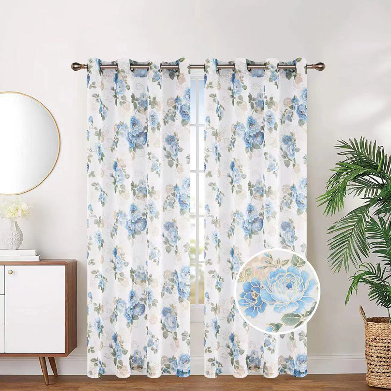 Sheer Curtain Pair, Aqua