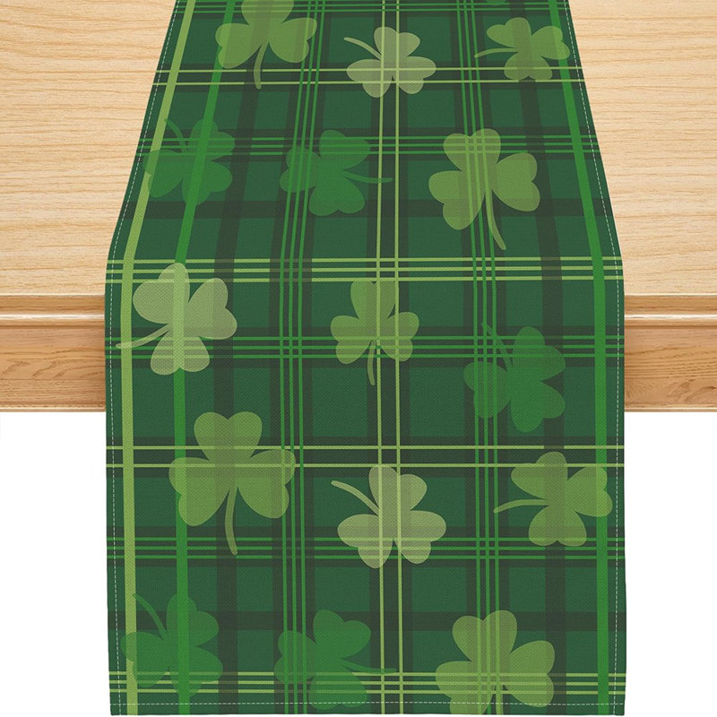 Chemin de table trèfle vert à motif écossais, trèfle de Saint-Patrick, décoration saisonnière pour la cuisine et la salle à manger