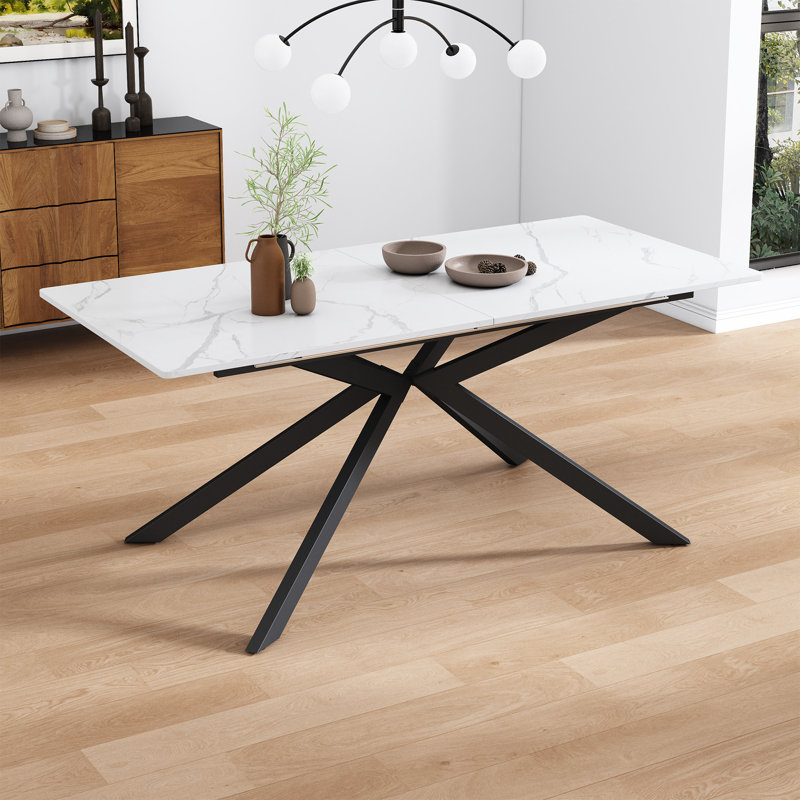 Extendable Dining Table with Steel Base