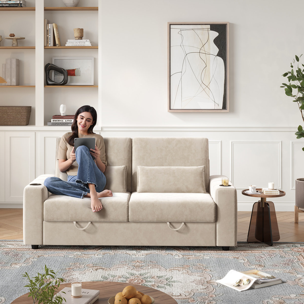 Latitude Run® 75" Loveseat Sofa, 2 Seater Couch With Storage, Deep Seat ...