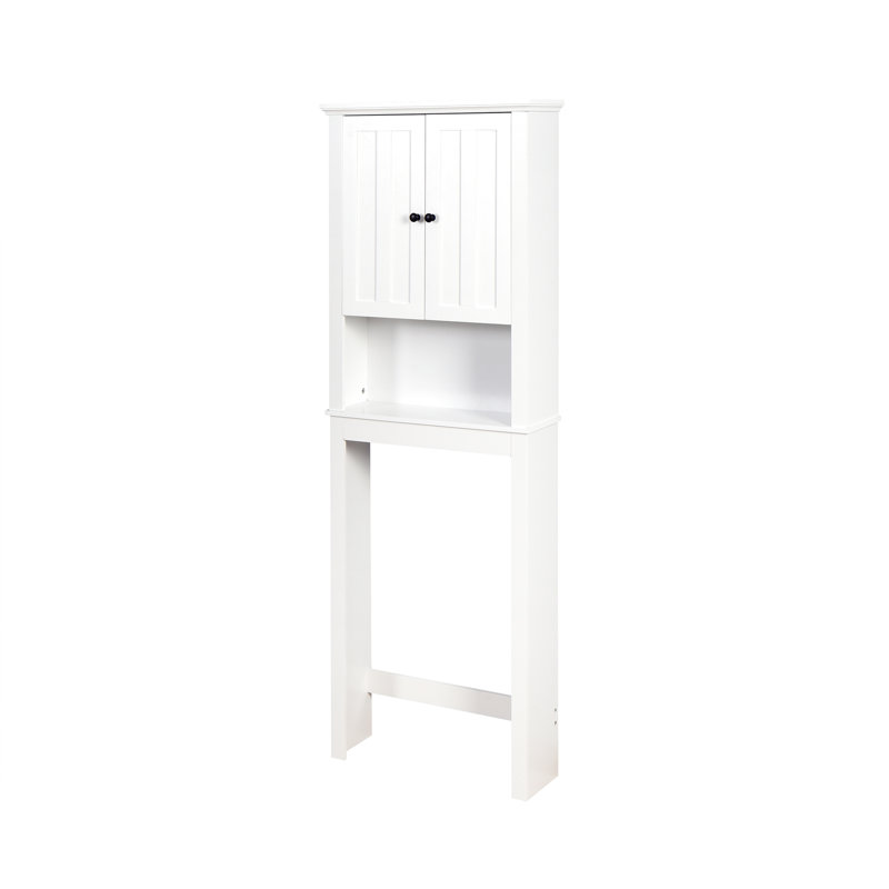 White Over Toilet Bathroom Shelf Cabinet - Construction, Adjustable Shelf, 24.11X7.72X69.13 Inch Quality Engineered Wood, Spacious, White,