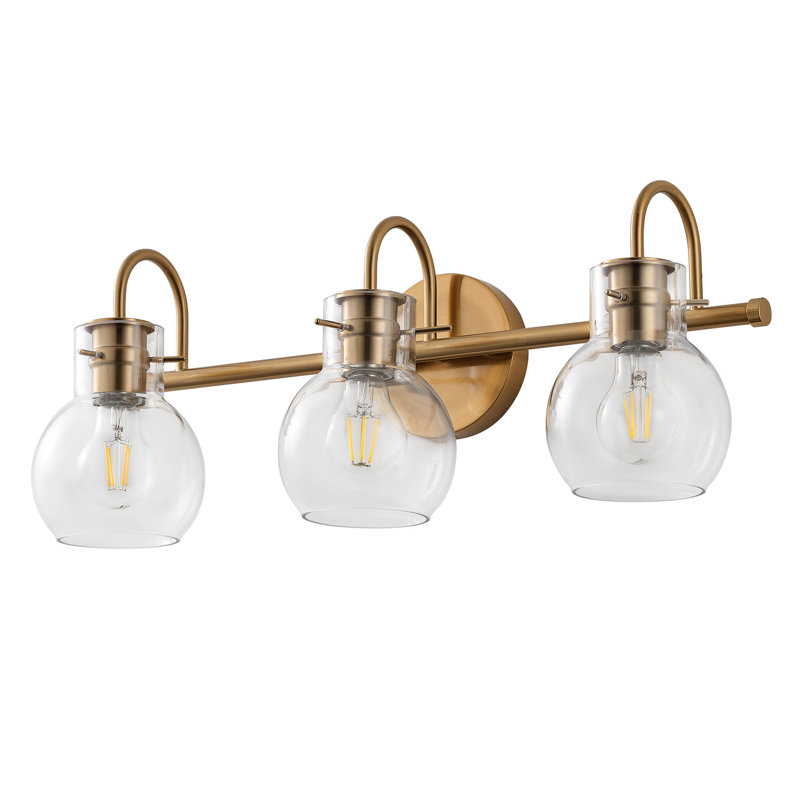 3-Lamp Gold Iron Adjustable Glass Ceiling Light