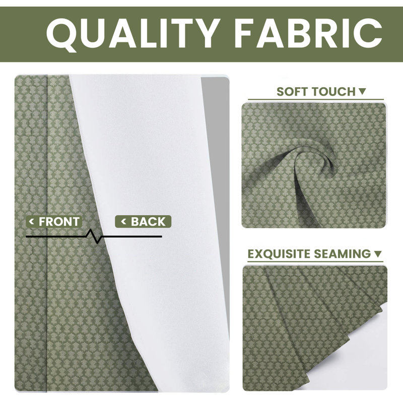Fabdivine Floral Eyelet Curtains 54X24 Inches Heavy Linen Drapes, Elegant Home & Office Window Treatment- Taraz