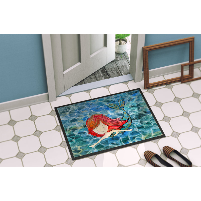 Tapis de porte d’extérieur anti-dérapant pour la piscine sirène, Rectangulaire : 18 po x 27 po