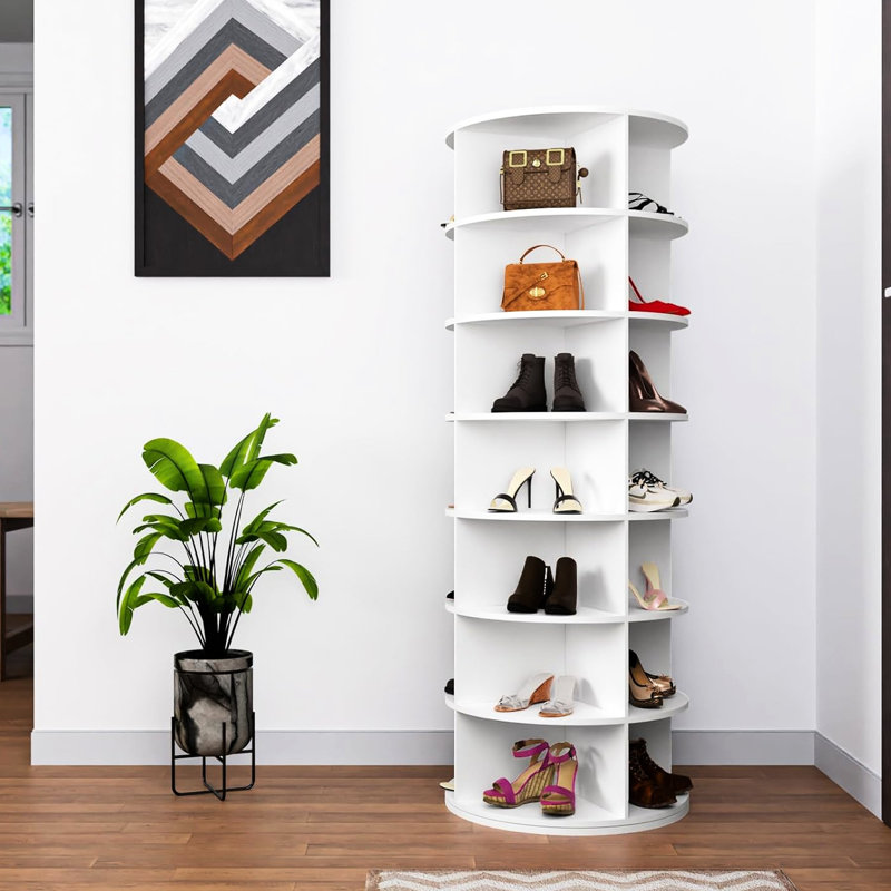 Range-chaussures rotatif à 7 niveaux - Blanc