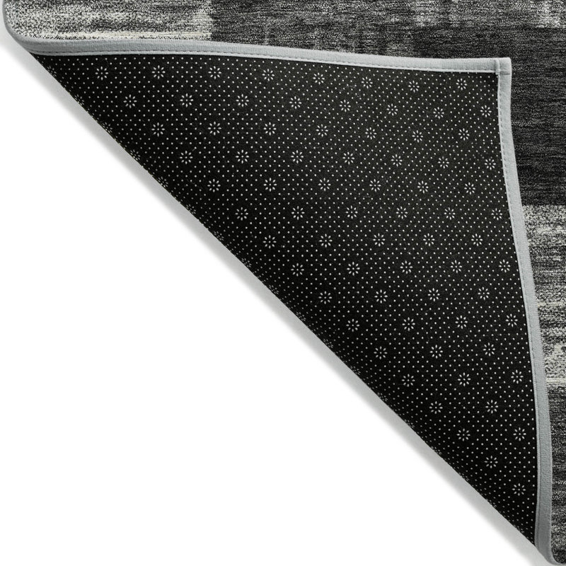 Tapis intérieur et extérieur lavable noir et gris 10 pi x 14 pi