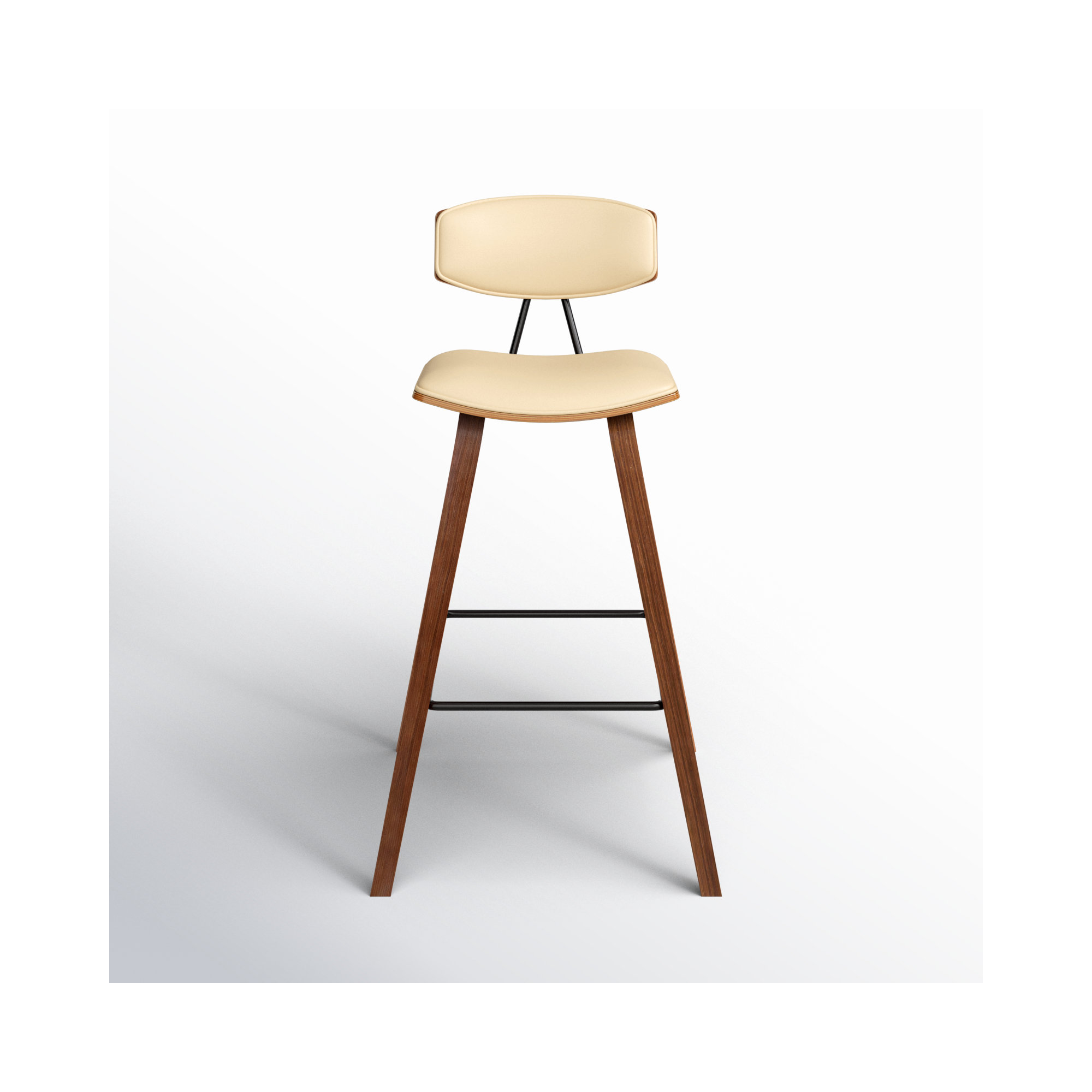 Payton Vegan Leather Bar & Counter Stool, Bar Stool (29" Seat Height), Cream Faux Leather, Walnut