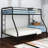 Metal Bunk Bed Frame for Kids, Teens, and Adults, With Angled Ladder, High Full Length Guardrail, Smooth Rounded Edges, No Boxspring Required, For Small Spaces, Twin-Over-Full, Black