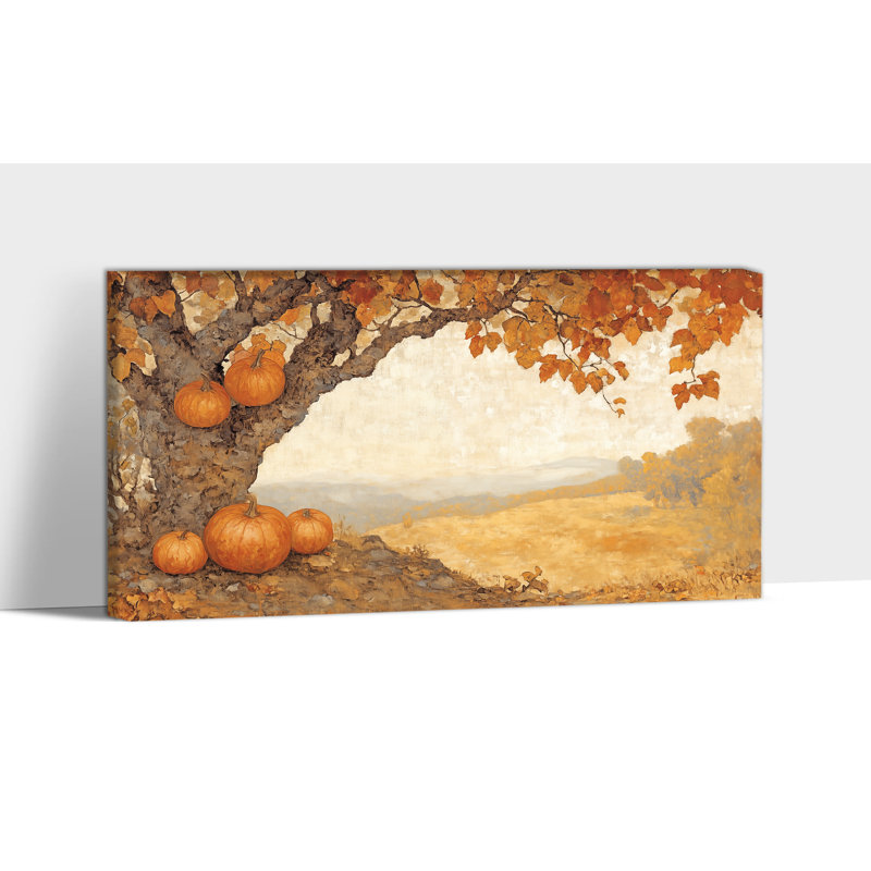 Toile d'automne, art mural - citrouille, décorations murales, tons d'automne, mur d'automne, scène d'automne
