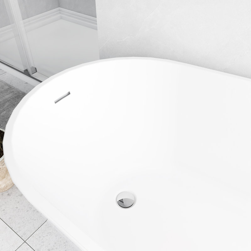 67" Freestanding Soaking Acrylic Bathtub
