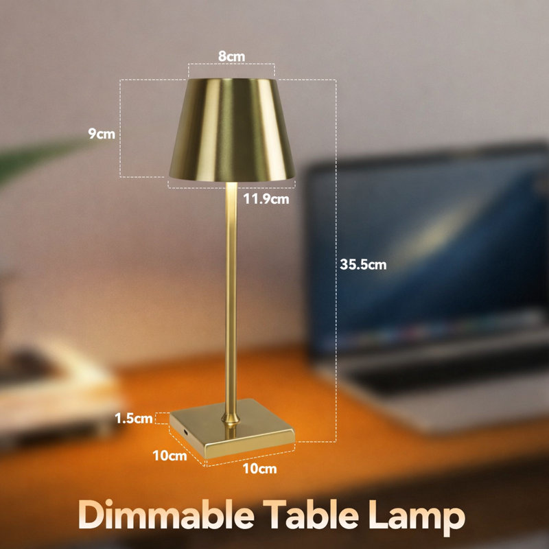 1-light Metal Table Lamp Gold - 5W Wireless dimmable Bedside Lamp for Bedroom