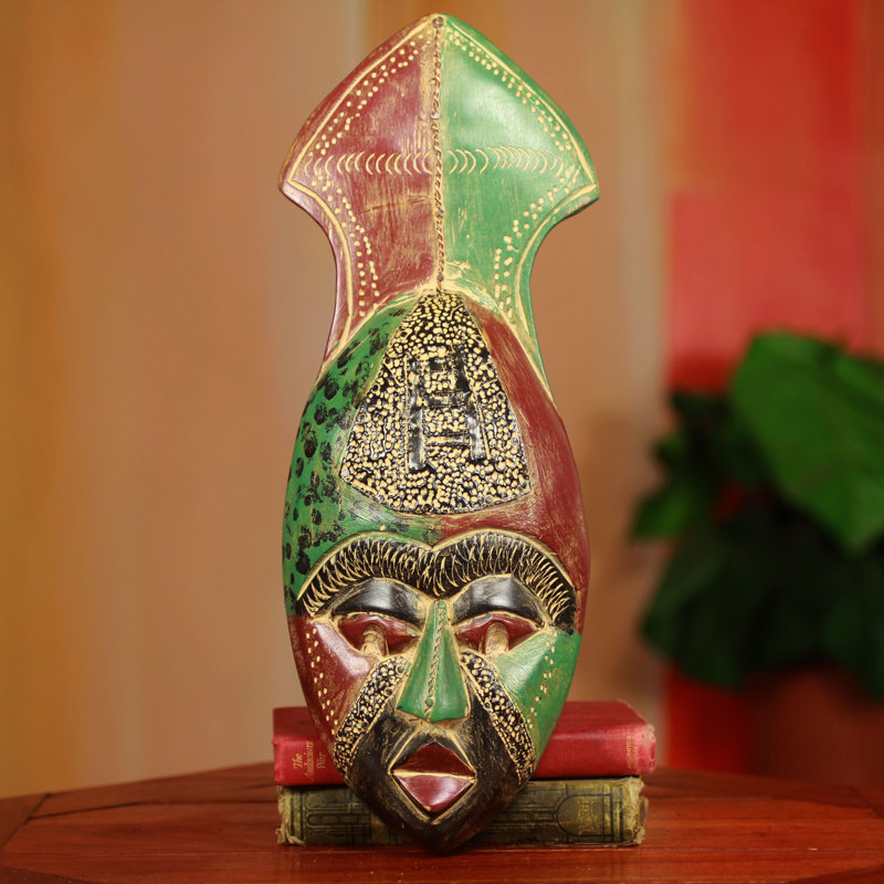 Décoration murale à masque africain sculptée à la main de mortalité