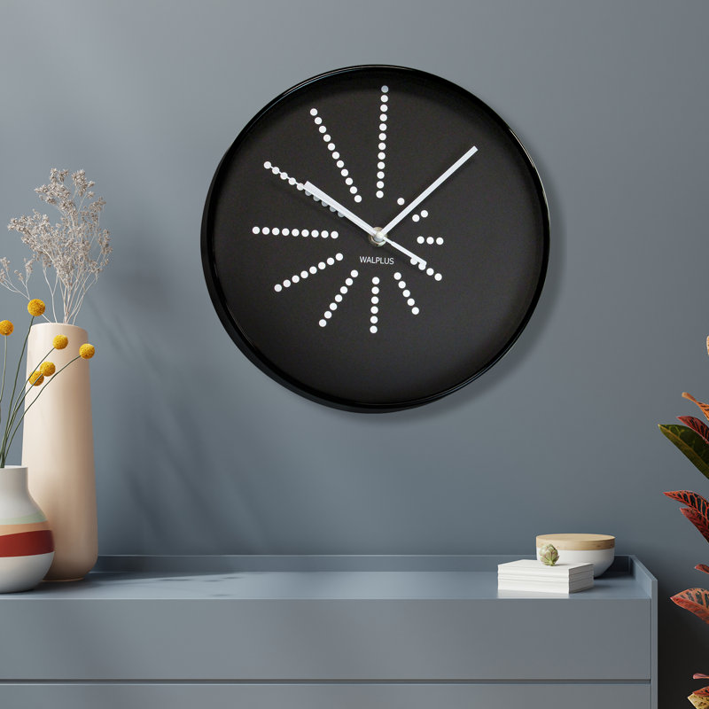 Woodford Wall Clock Minimalistic Dots Design - 25cm, Black