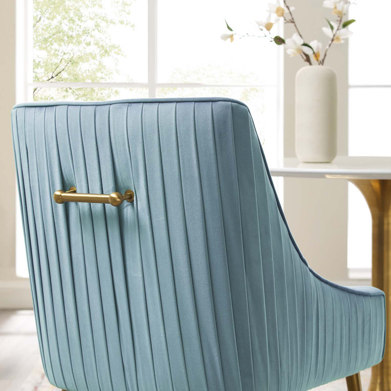 Chaise de salle à manger rembourrée Discern, Bleu clair