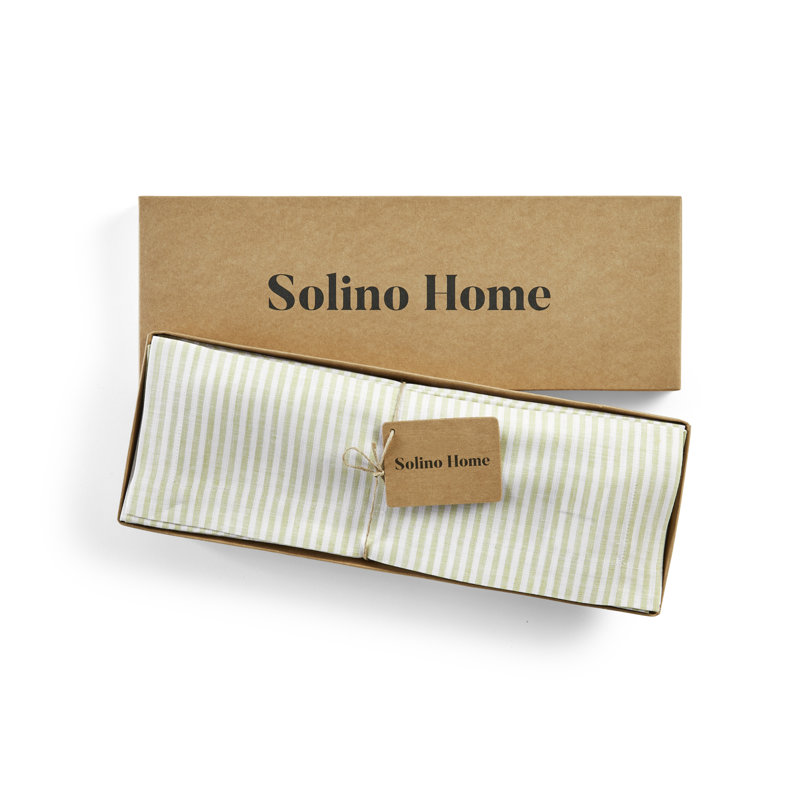 Sage and White Narrow Stripe Linen Placemats Set of 4