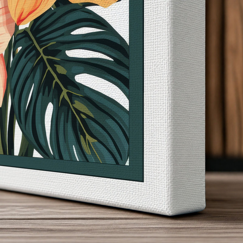 Hibiscus Cluster Botanical - Wrapped Canvas, 24x16 - 61.0 x 40.6 cm, White Border