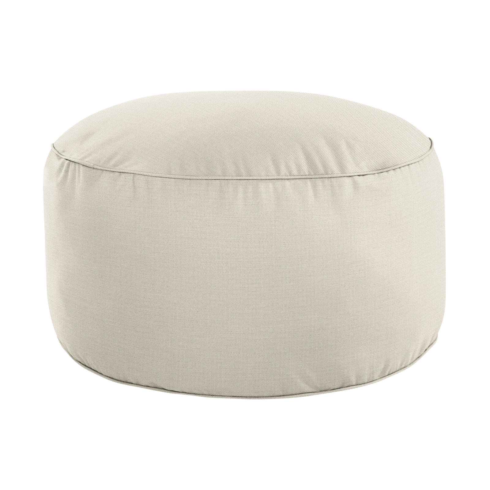 Demi Round Upholstered Outdoor Ottoman with Sunbrella® Cushion, Canvas Cloud Sunbrella® Canvas