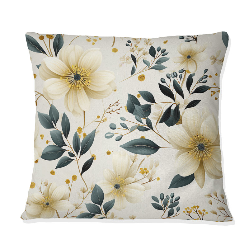 Coussin décoratif floral Floral Vine Delight Serenity, H 16 po x l 16 po