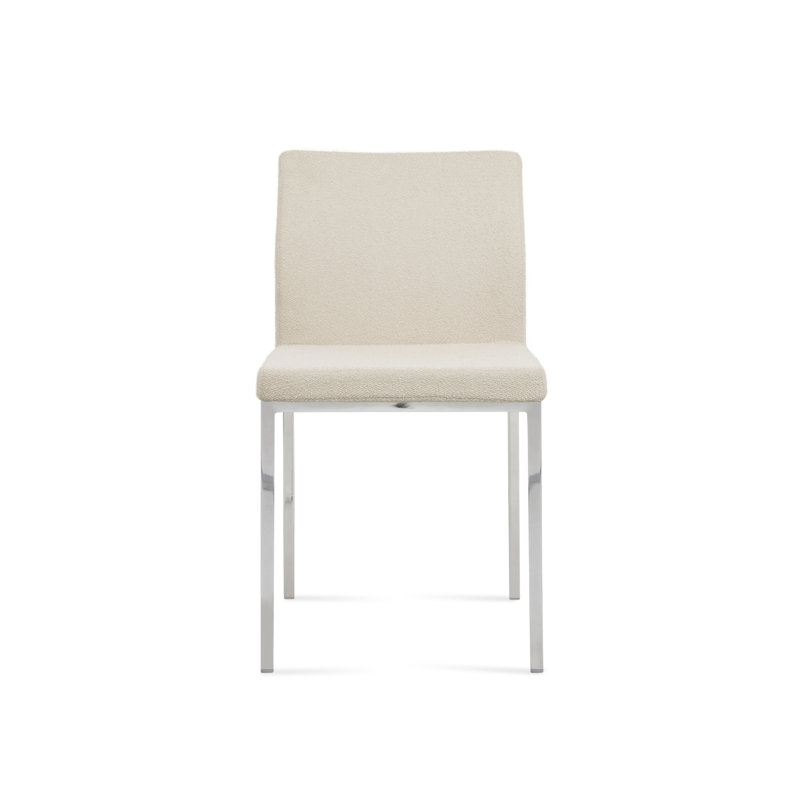 Chaise d'appoint en métal Aria, Chrome, Boucle blanc cassé
