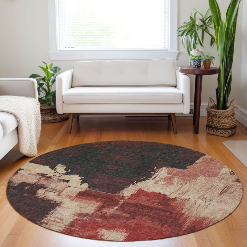 Tapis intérieur / extérieur rouge Zireya , 8 pi x 8 pi
