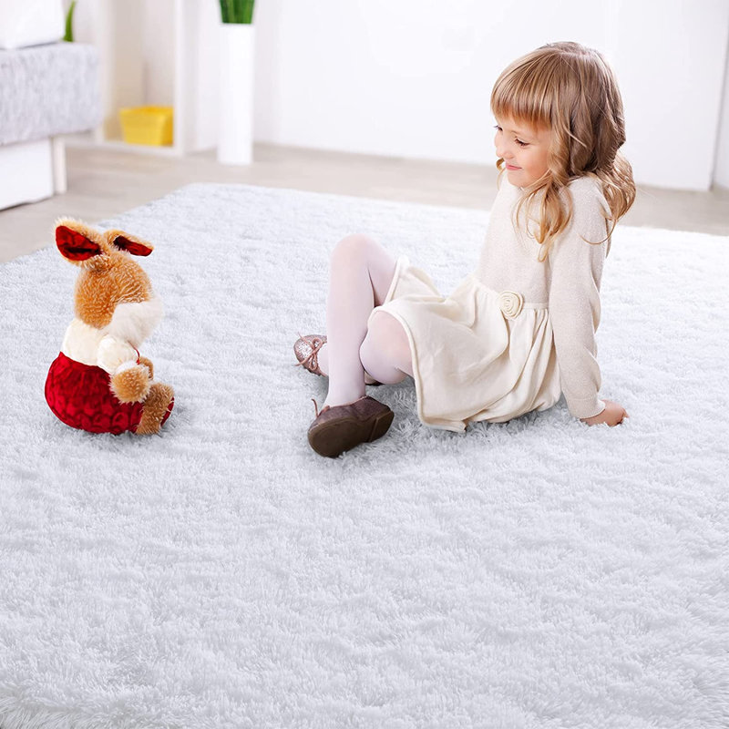 Shahen Rectangle Shag Area Rug, Rectangle 8' x 10', Cream