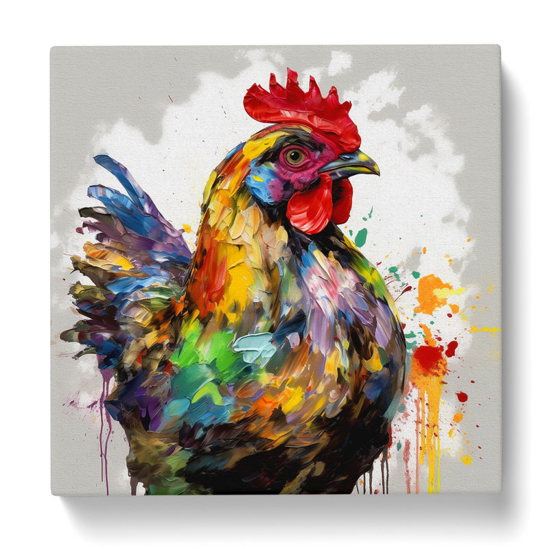 Chicken Gestural Art - Print, 50cm H x 50cm W x 3cm D