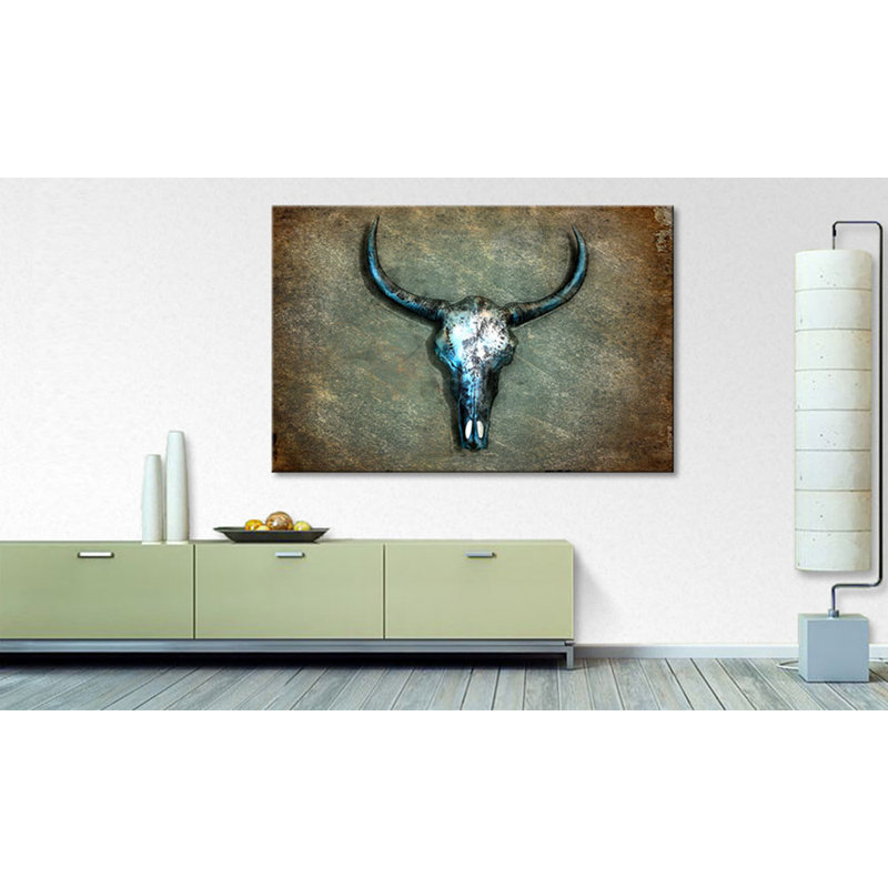 Buffalo Skull Wall Art Set on Canvas, 80cm H x 120cm W, 100% cotton canvas