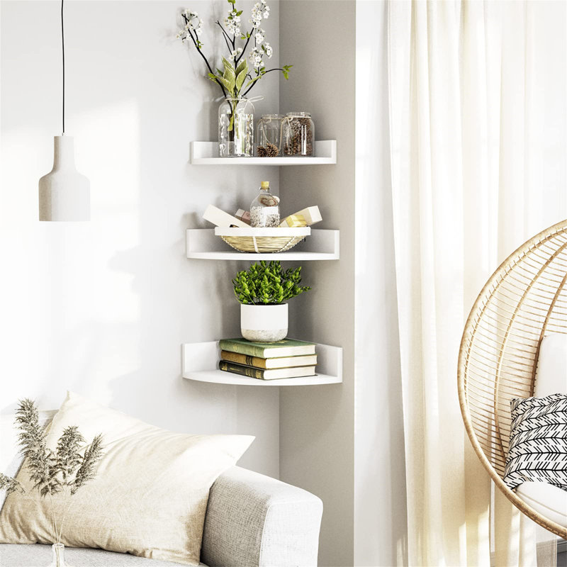 Antwuan 3 Piece Floating Shelf, White